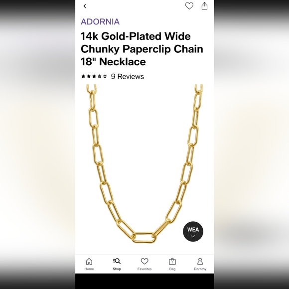 Adorina chunky paper clip necklace nwt - Picture 2 of 2